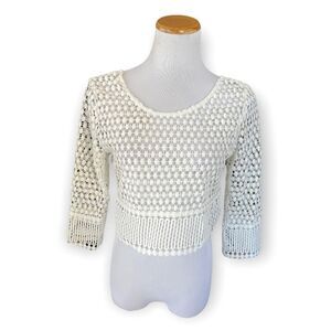 NWT Women Hot & Delicious Semi Sheer Lace Top - Sz S